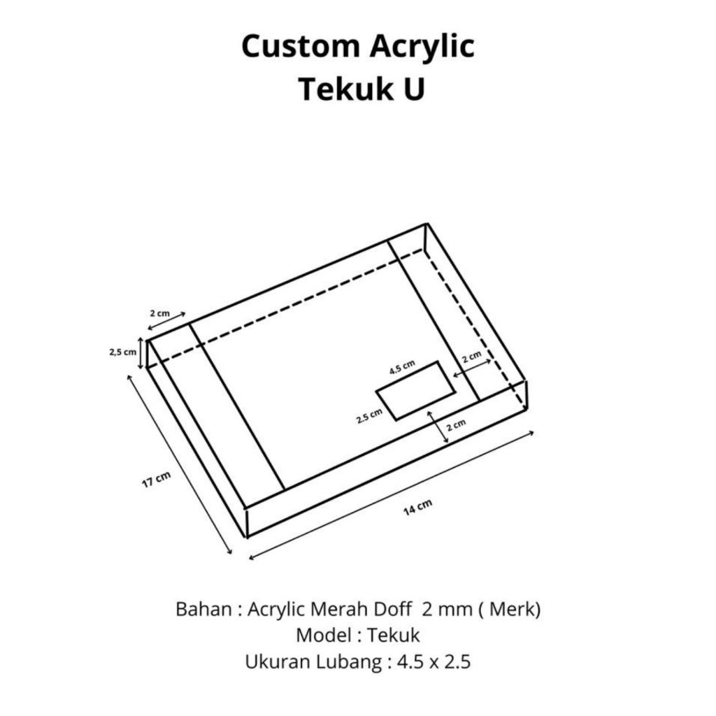 

Custom Acrylic/akrilik Merah Doff 2 Tekuk Bentuk U