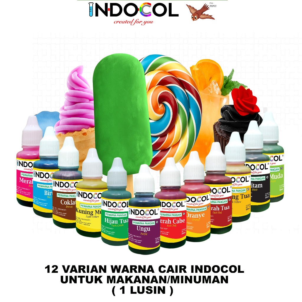 

PEWARNA MAKANAN INDOCOL 30ml 1 LUSIN (12 BOTOL)