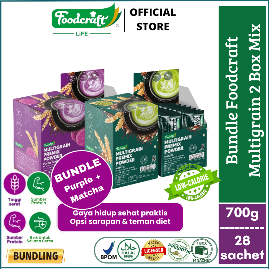 

【Bundle 2 Box Mix】 Foodcraft Premix Multigrain Powder Serbuk Sereal Nutrisi Asupan Makan Sarapan Cocok Diet Dengan Inulin