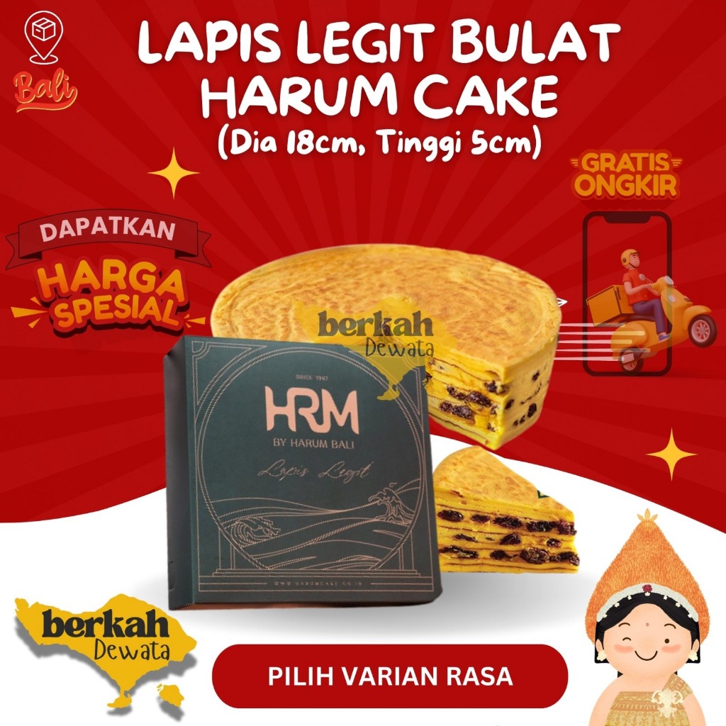 

Lapis Legit Bulat Harum Cake Oleh Oleh Khas Bali (Diameter 18cm, tinggi 5cm)