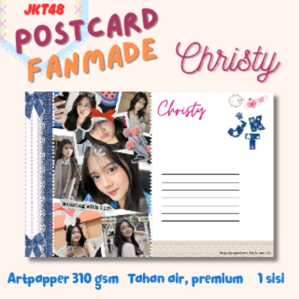 

Postcard Kartu Ucapan Fanmade JKT48 - CHRISTY Series Koleksi Edisi Spesial – Doff Finish 310gsm