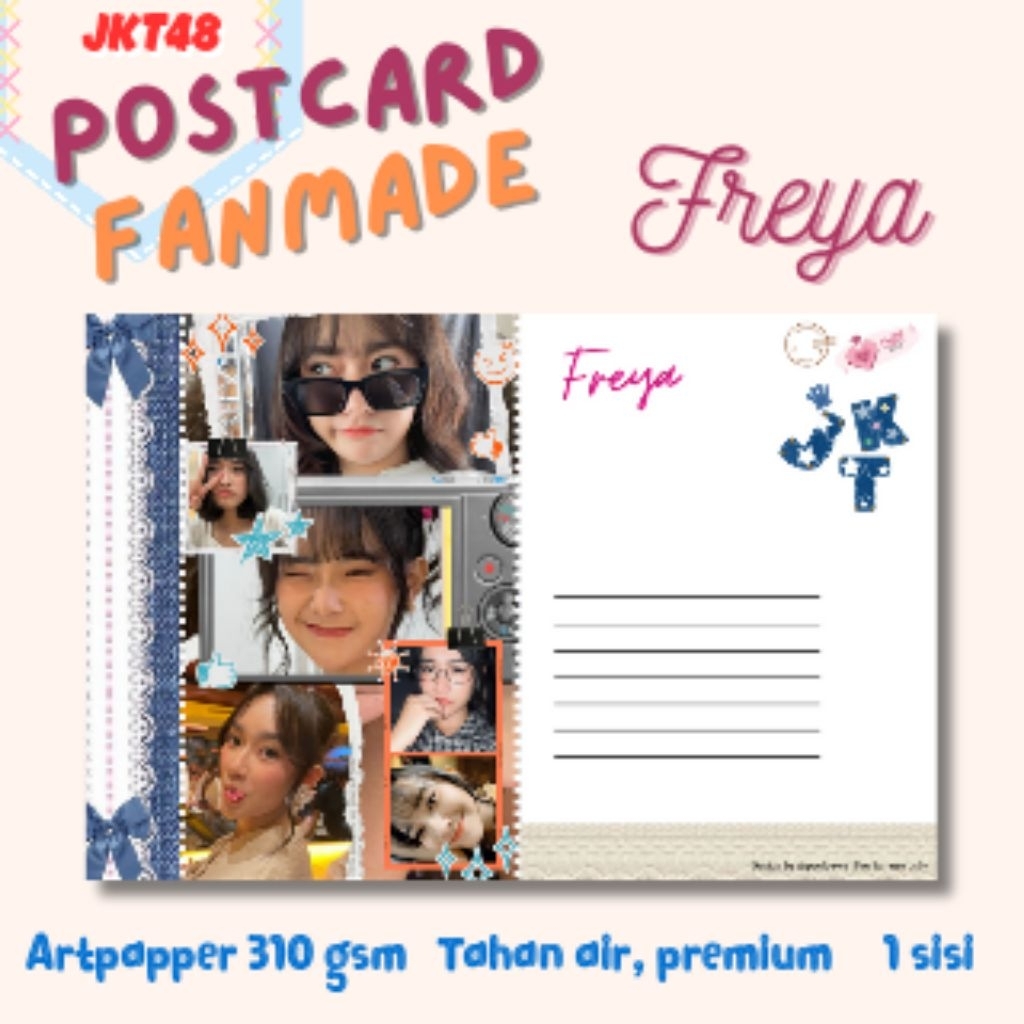 

Postcard Kartu Ucapan Fanmade JKT48 - FREYA Series Koleksi Edisi Spesial – Doff Finish 310gsm