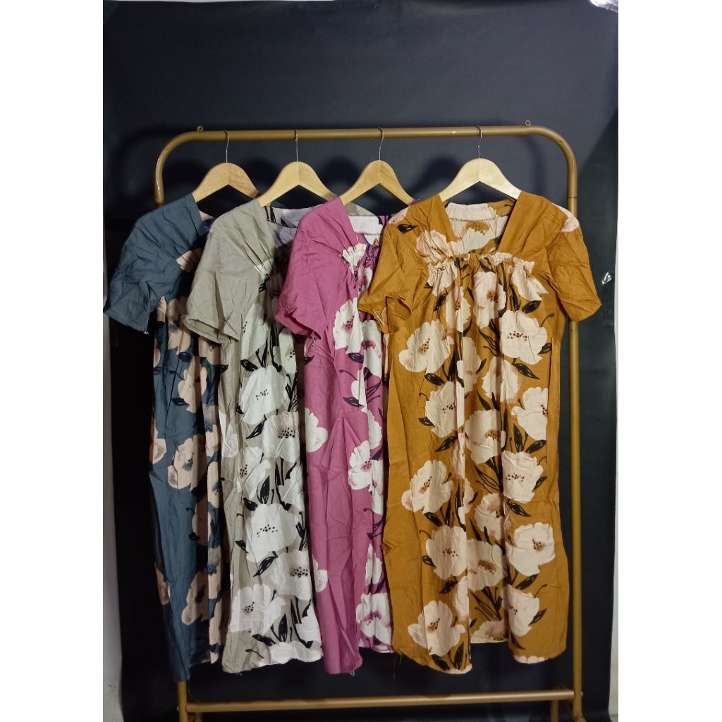 Daster Fuji Dada Kerut Bahan Rayon Baju Remaja Kekinian Motif Bunga
