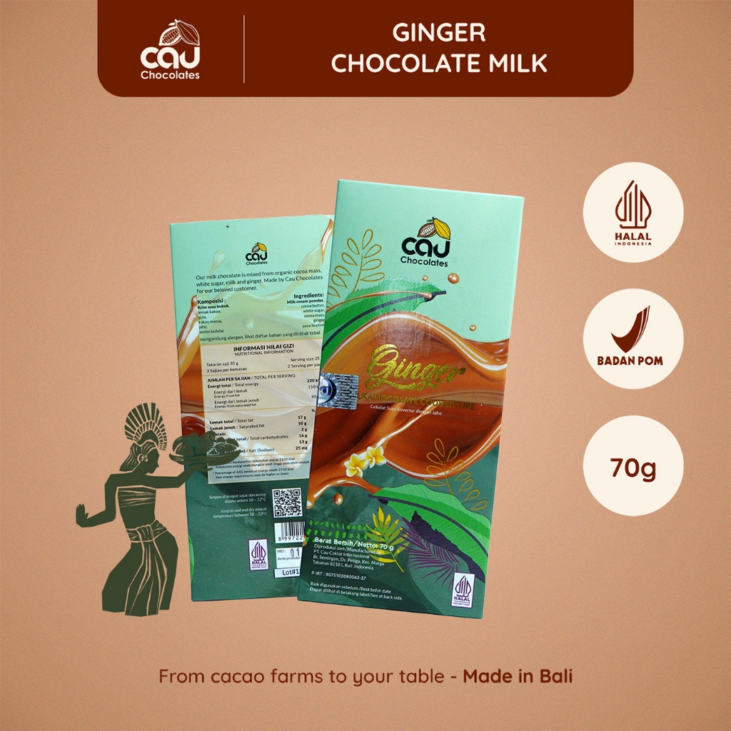 

Cau Chocolates - Dark Milk Chocolate Ginger - 70 gr