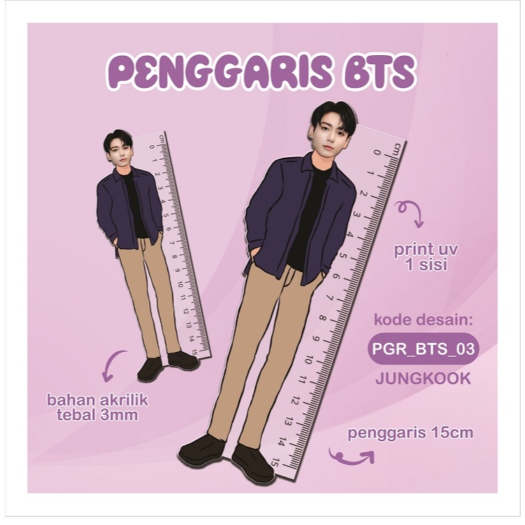 

PENGGARIS UNIK VIRAL LUCU - PENGGARIS AKRILIK KPOP - Group BTS ALL MEMBER - kode PGR_BTS