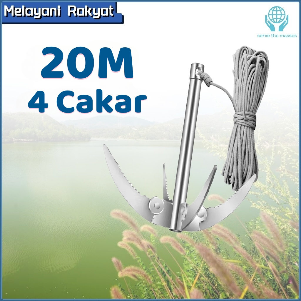 4 Cakar Sabit Jangkar Kapal Lipat Besi Galvanis Jangkar Mini Lipat Besi Galvanis Untuk Pemotong Tana