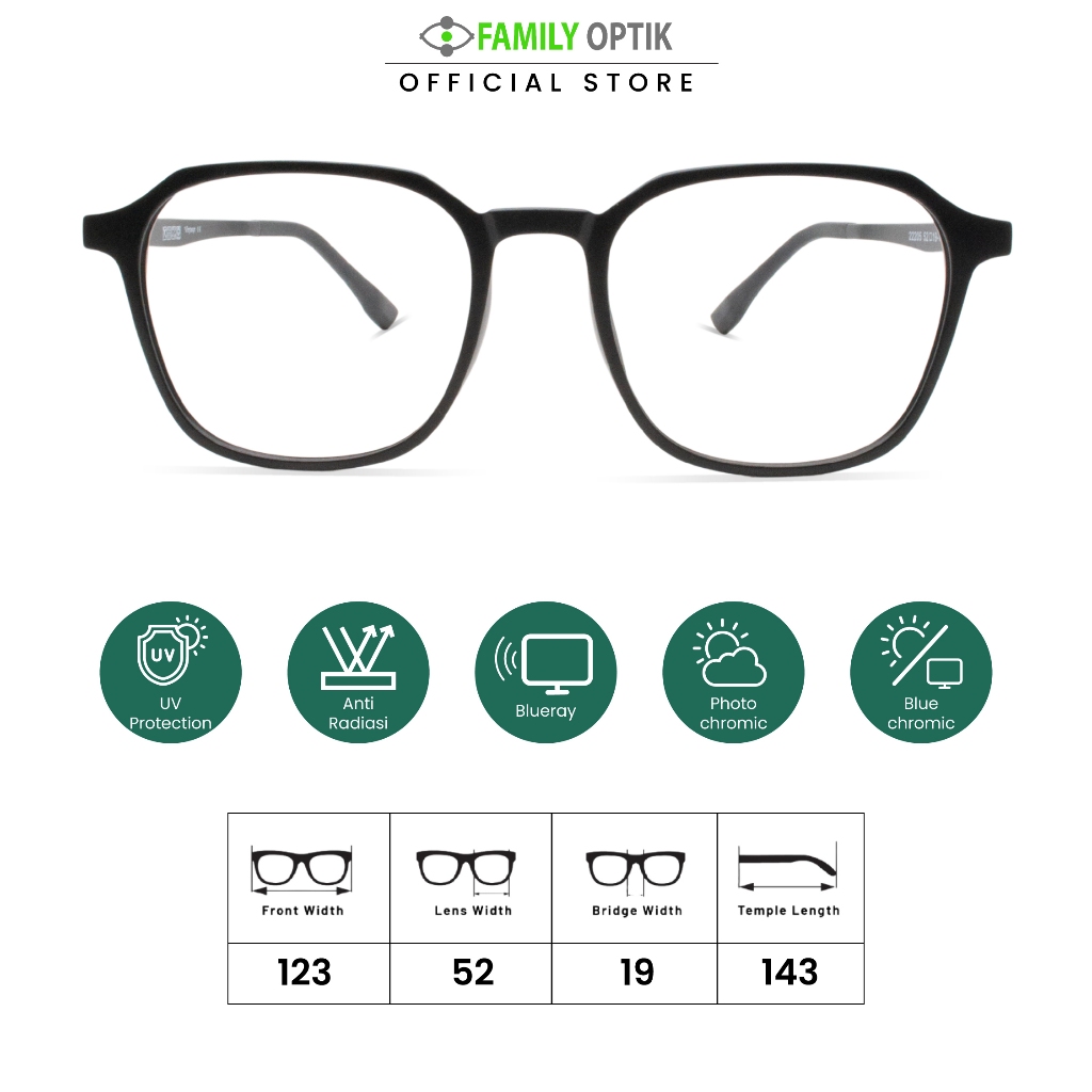 Family Optik - Kacamata Vintage Blueray Photocromic Anti Radiasi 22205