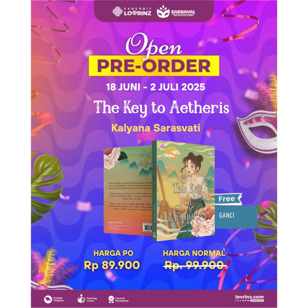 Buku Novel Original The Key to Aetheris oleh Kalyana SarasvatiSeorang gadis bernama Nala menemukan s