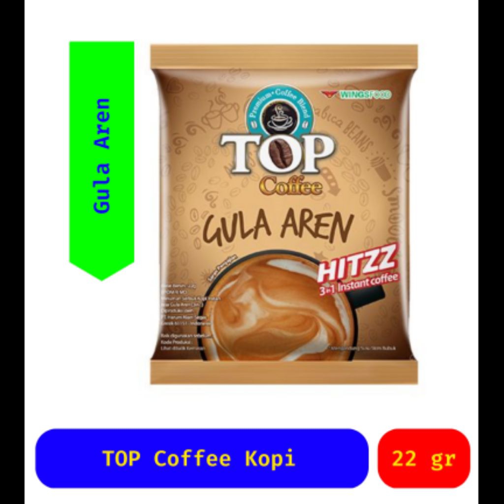 

TOP COFFE GULA AREN 22gram | KARTON/ KARDUS | 12 renteng