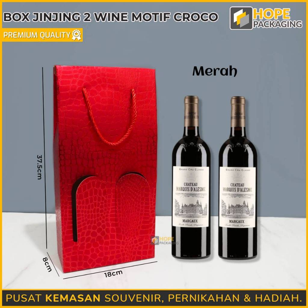 

Box Jinjing 2 Wine Croco Size : 37.5x18x8cm / Paper Wine 2 Botol / Tas Paper Bag Souvenir Botol Minum / Paper Bag Tumbler / Paper Bag / Paper Wine / Tas Botol Tumbler
