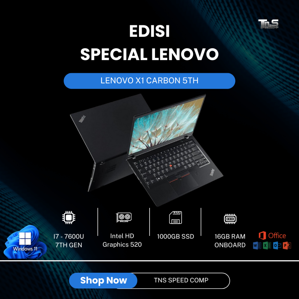 THINKPAD X1 CARBON i7-7600u 7TH GEN / 16GB RAM / 512GB SSD / FHD IPS