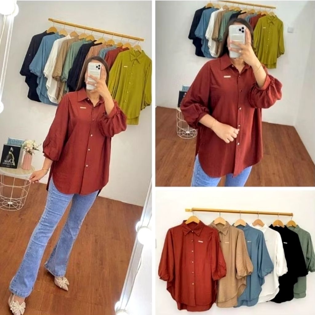 PREMIUM KEMEJA POLOS DAILY WEAR LENGAN PANJANG DENGAN SAKU DADA BAHAN CRINKLE AIRFLOW EXCLUSIVE KERA