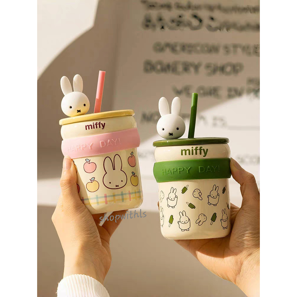 BUNNIE CUP (CERAMIC) (350 ML) / Gelas Kopi Teh Estetik/Gelas Keramik Estetik/Aesthetic Glass/Home Ca