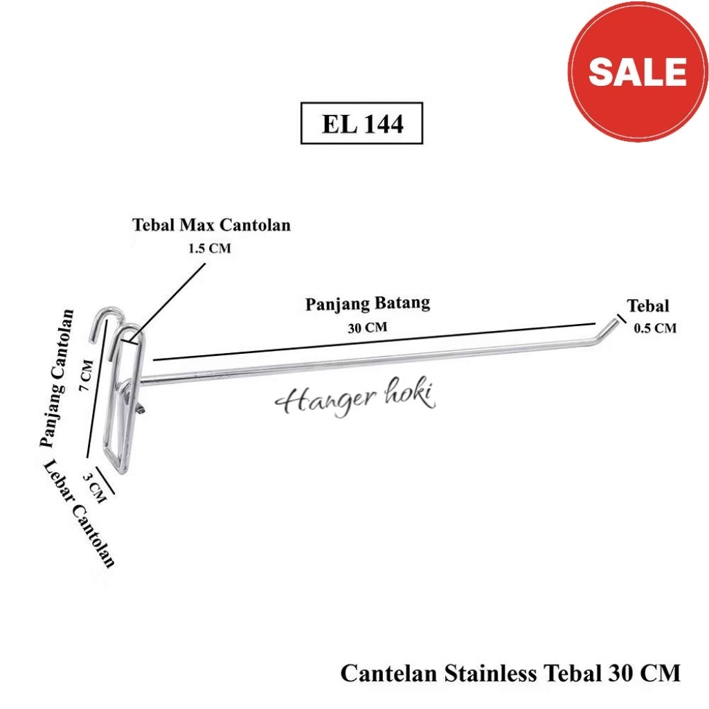 Hook RAM besi krom 30cm cantolan ram besi impor