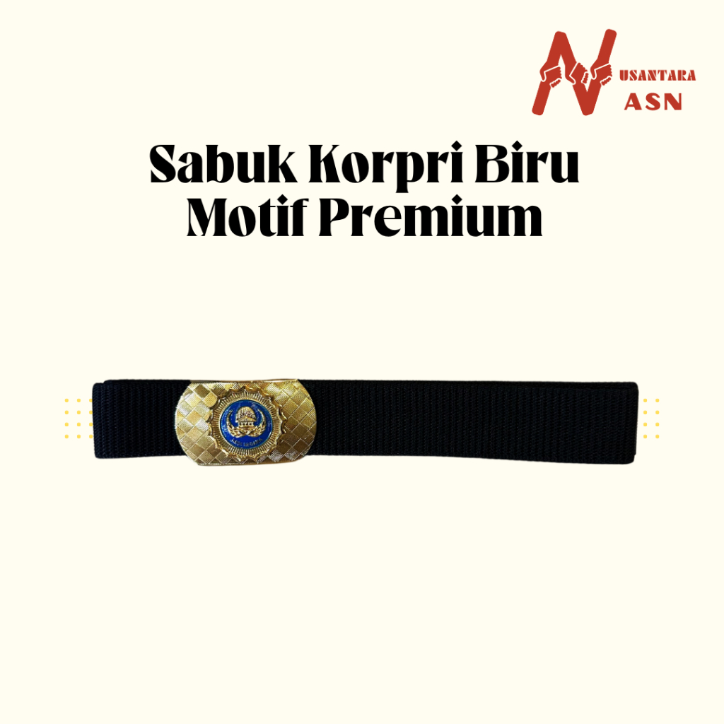 Sabuk Tali Ikat Pinggang Korpri ASN PNS Biru Golongan 3 Motif Premium