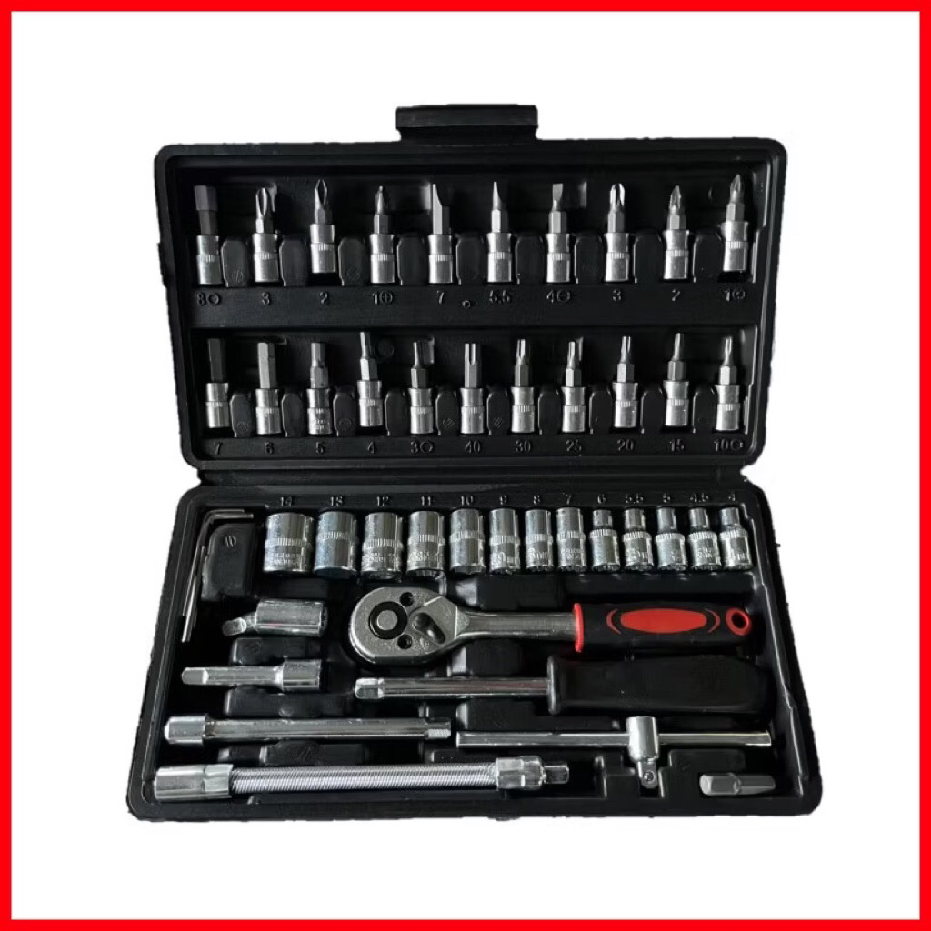 DIF-029 Satu SET Kunci Shock 46 Pcs Pas Ring L Motir Kunci Satu SET Kunci Socket Lengkap