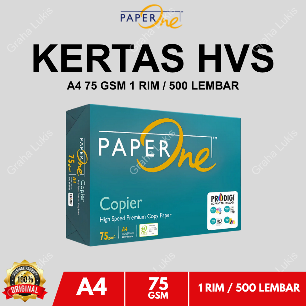 

PaperOne Kertas HVS Copier A4 75GSM 1RIM / 500 Lembar Kertas HVS Fotocopy