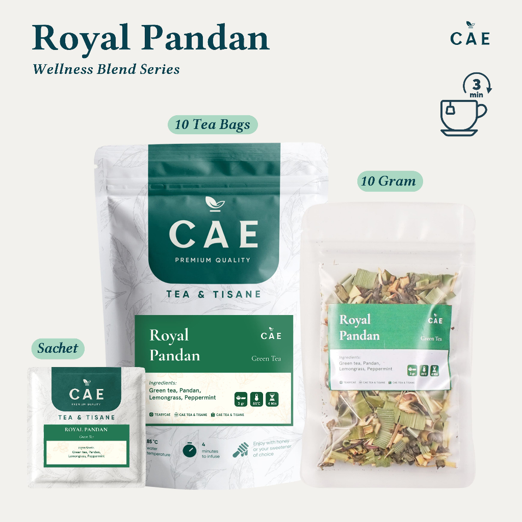 

ROYAL PANDAN | Herbal Tea Blend Green Tea Pandan Lemongrass Peppermint Premium 10Gram