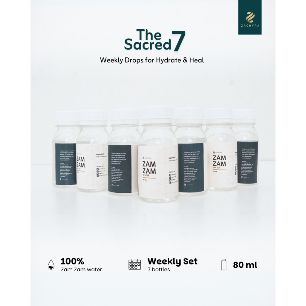 

Air Zam Zam | The Sacred 7 Weekly Set Pure Zam Zam 100% | Zam Zam Kemasan | Oleh Oleh Haji dan Umroh | Souvenir Haji Umroh | Hajj Umroh Gift - Zachyra