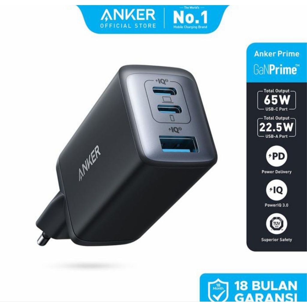 NEW LAUNCH WALL CHARGER KEPALA CHARGER ADAPTOR ANKER GaNPrime NANO II 65W