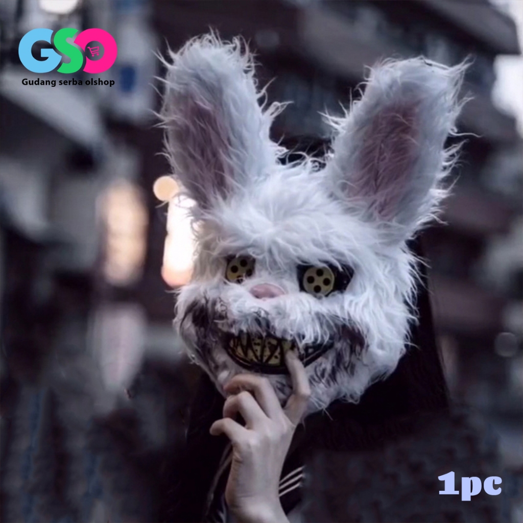 Topeng Kelinci Seram Topeng Bulu Scary Rabbit Topeng Kelinci Berdarah Topeng Cosplay Halloween