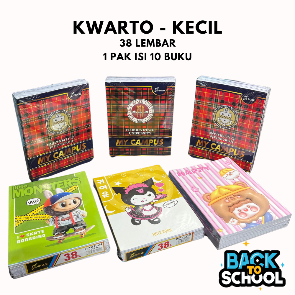 

BOS Buku Tulis Kecil 38 Lembar CAMPUS Isi 10 Buku/Buku Tulis X-Book Kwarto/Buku Sekolah Bergaris