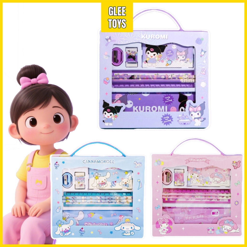 

GLee 7 in 1 Pensil Box Alat Tulis Anak Tk Kotak Pensil Set Kuromi Cinnamoroll Hadiah Anak