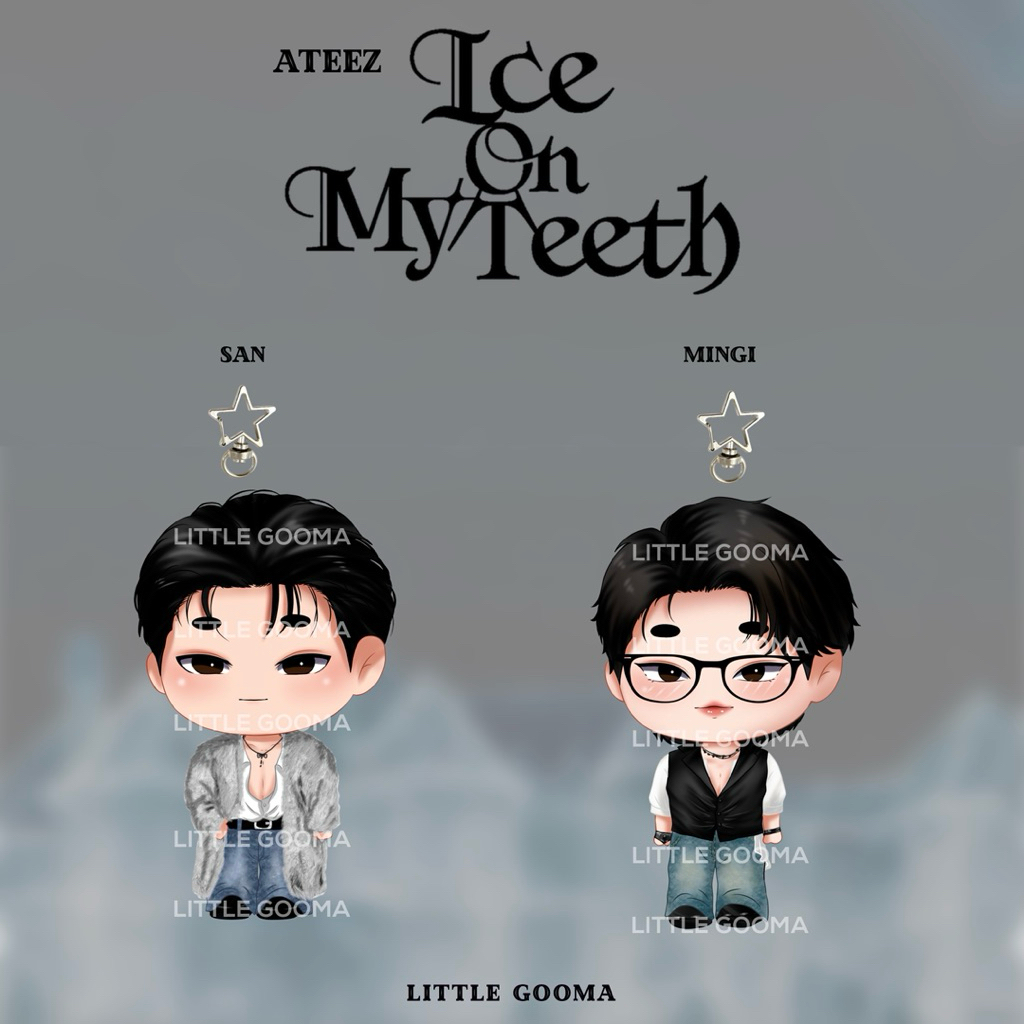 Keychain Ateez Ice On My Teeth by Little Gooma - Gantungan Kunci Ateez  - Keychain Ateez - Keyring A