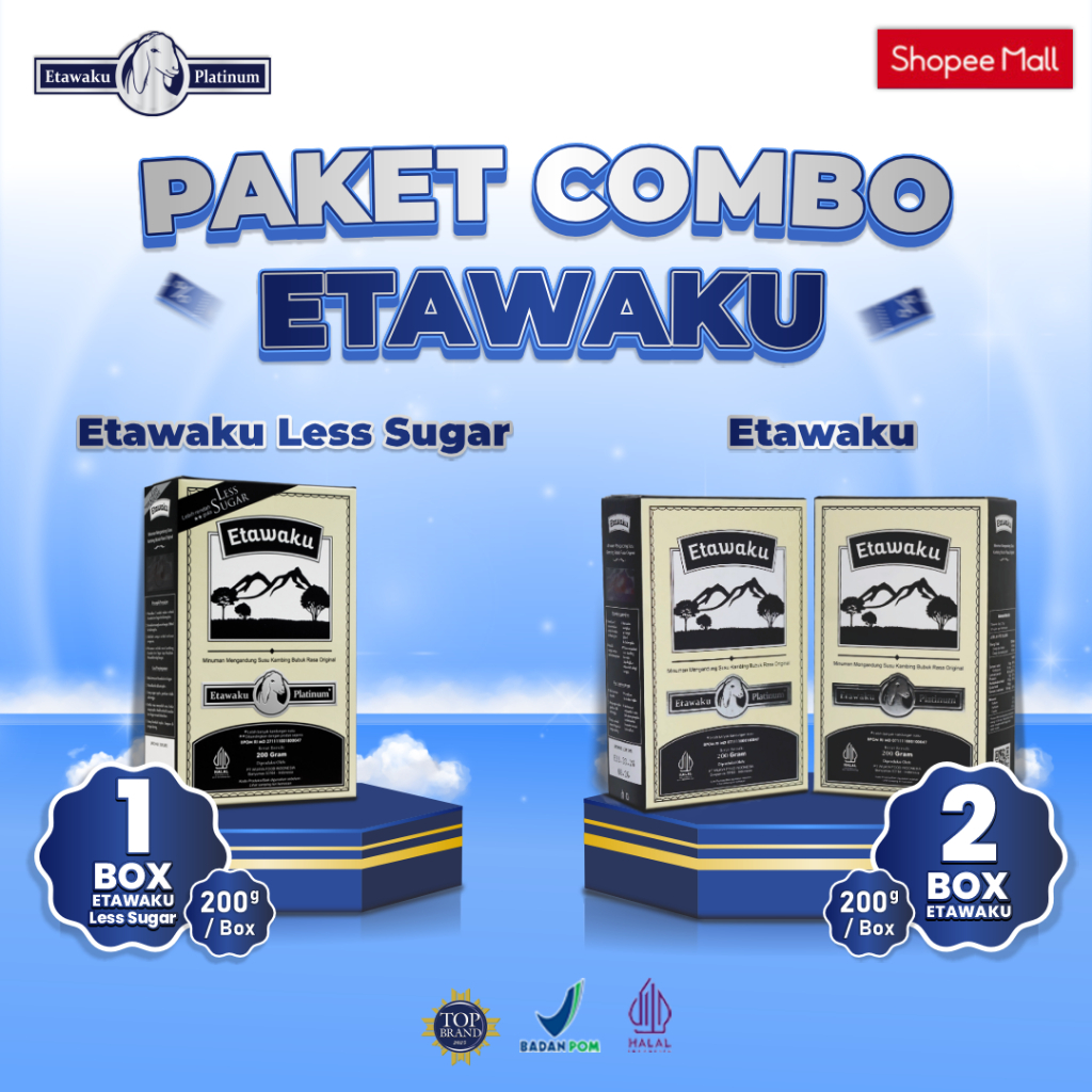 

Paket Bundling Etawaku Platinum 2 Box + 1 Box Etawaku Less Sugar