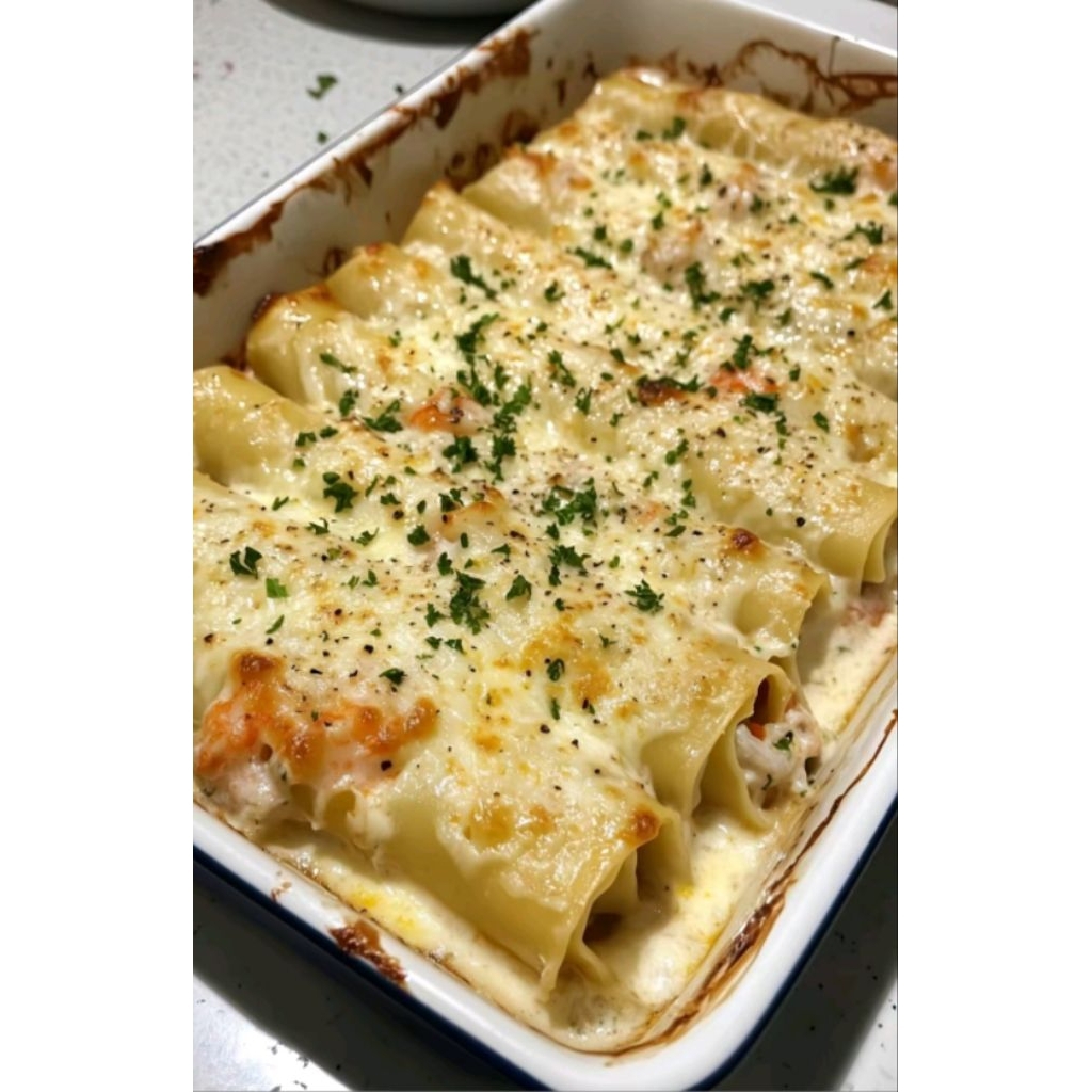 

Shrimp Cannelloni with Lemon Cream Sauce