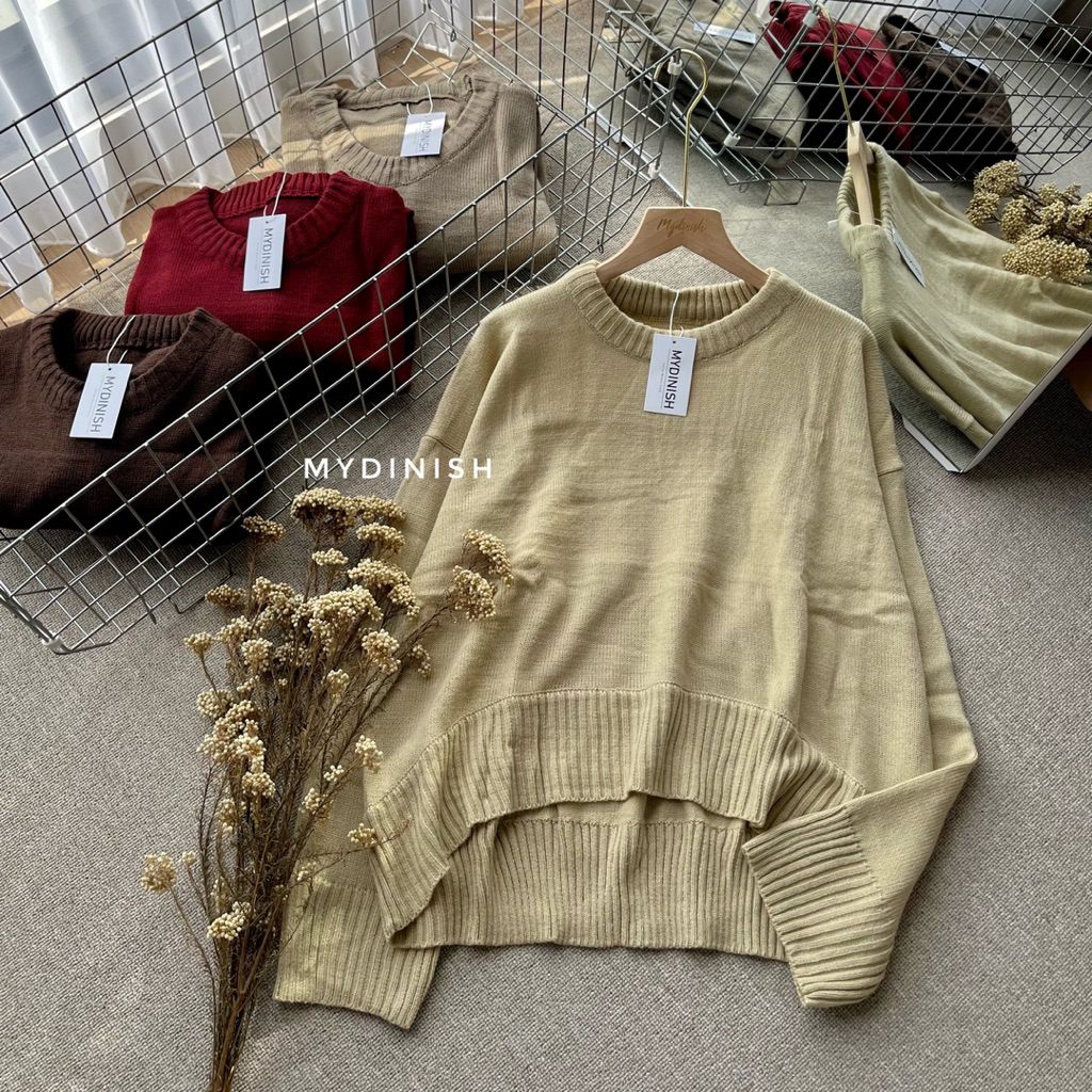 Vora Crop Oversize  Sweater- Atasan Rajut Wanita Lucu Korean Style