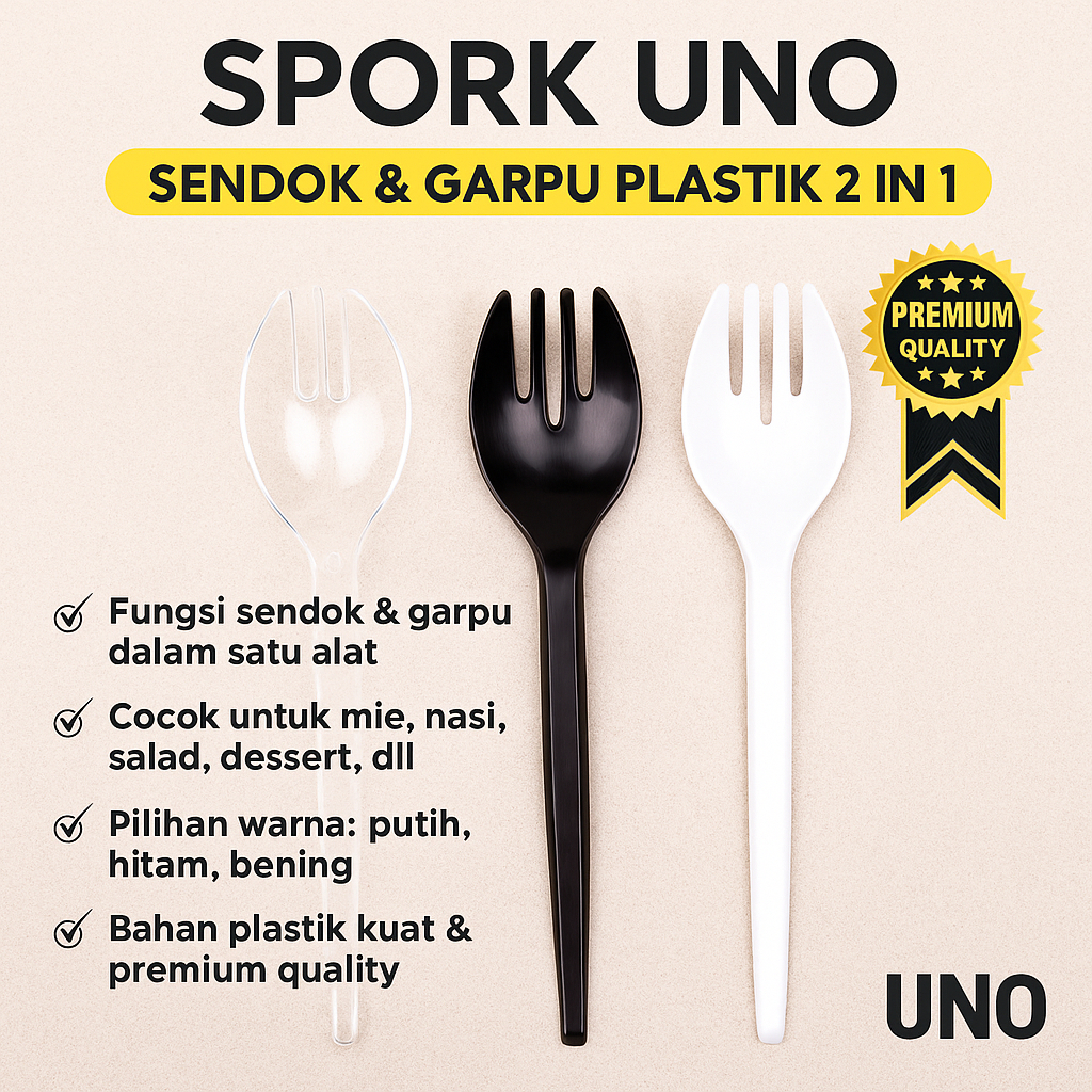 SENDOK GARPU 2 IN 1 UNO – Sendok & Garpu Plastik 2 in 1 (2in1)