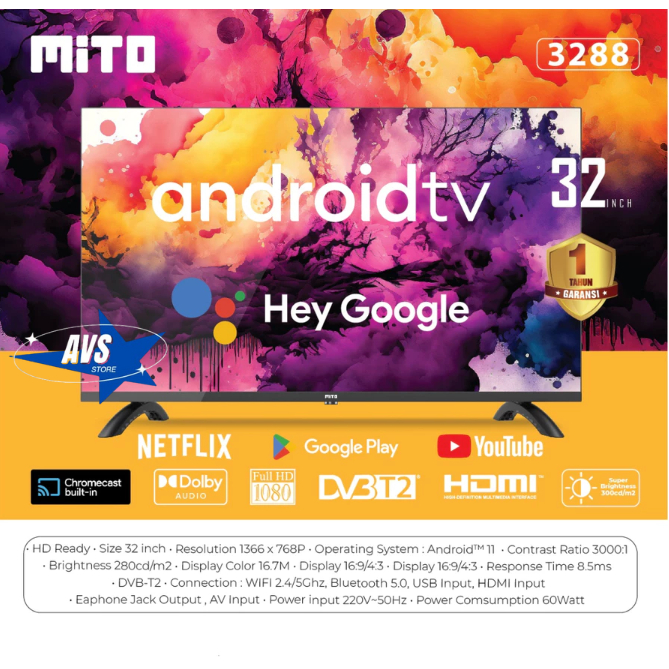 MITO ANDROID TV 32 INCH 3288