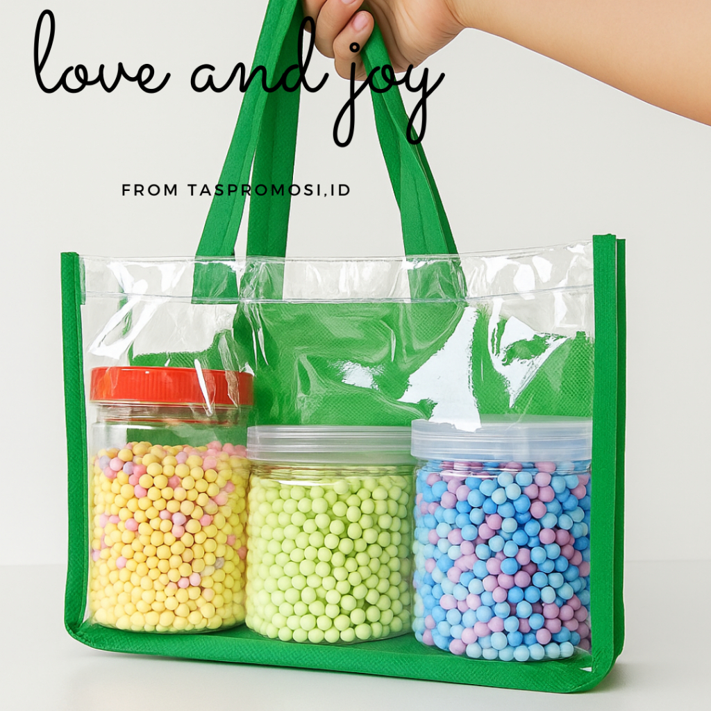 

Tas 3 toples TABUNG 300ml 800 600 1000 Transparan botol 10X10 Goodie Bag Toples souvernir TAS KURING
