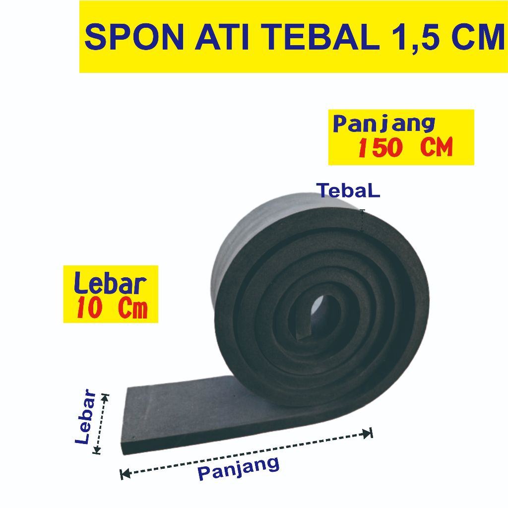 SPON ATI / BUSA ATI TEBAL 1,5 CM HITAM UKURAN 10 CM X 150 CM