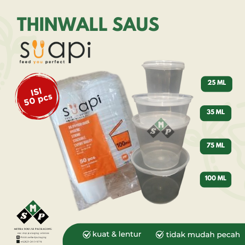 THINWALL SAUS SUAPI / CUP SAUS SUAPI 25 35 50 100 ML / CUP SAUCE SUAPI / TEMPAT SAUS / TEMPAT SAMBAL