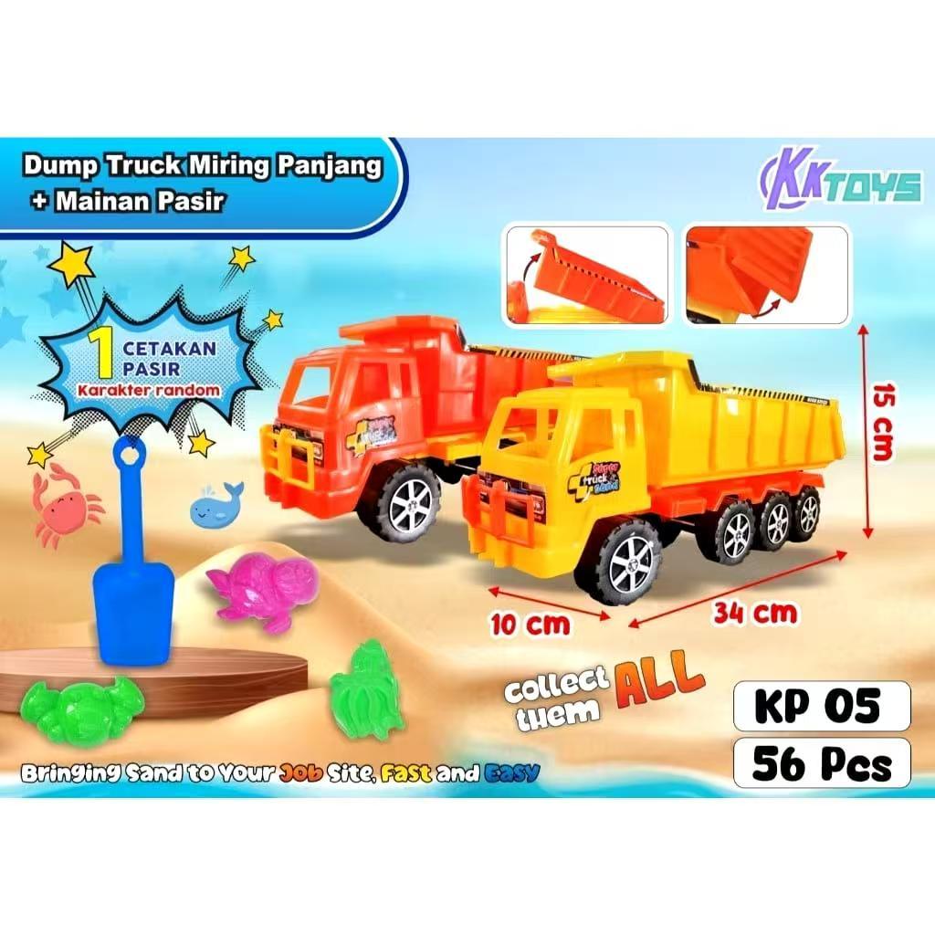 KPTOYS Dump Truck Miring Panjang + Mainan Pasir /Mainan ANAK TRUK DUMP PASIR Mainan Mobil Truk Penga