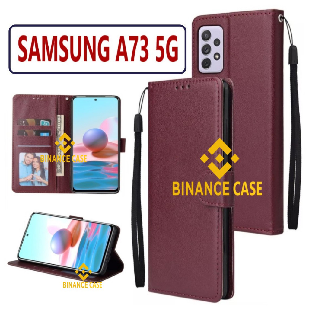 LEATHER FLIP CASE SAMSUNG A73 5G CASE KULIT FLIP WALLET LEATHER KULIT PREMIUM SARUNG BUKA TUTUP KESI