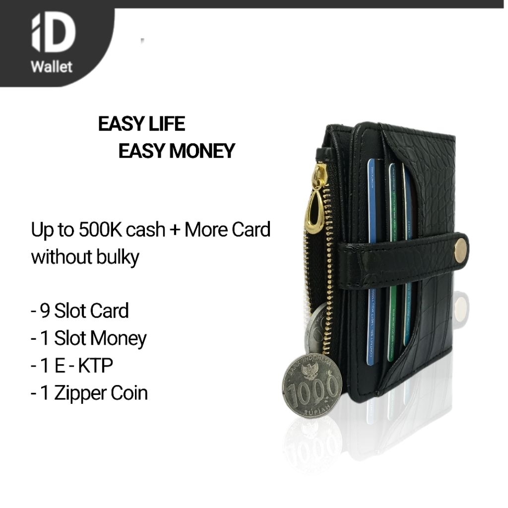 Premium Dompet Cewek Wanita Aesthetic Lipat Model Croco- Muat Banyak Kartu, Lucu, Kecil, Elegan