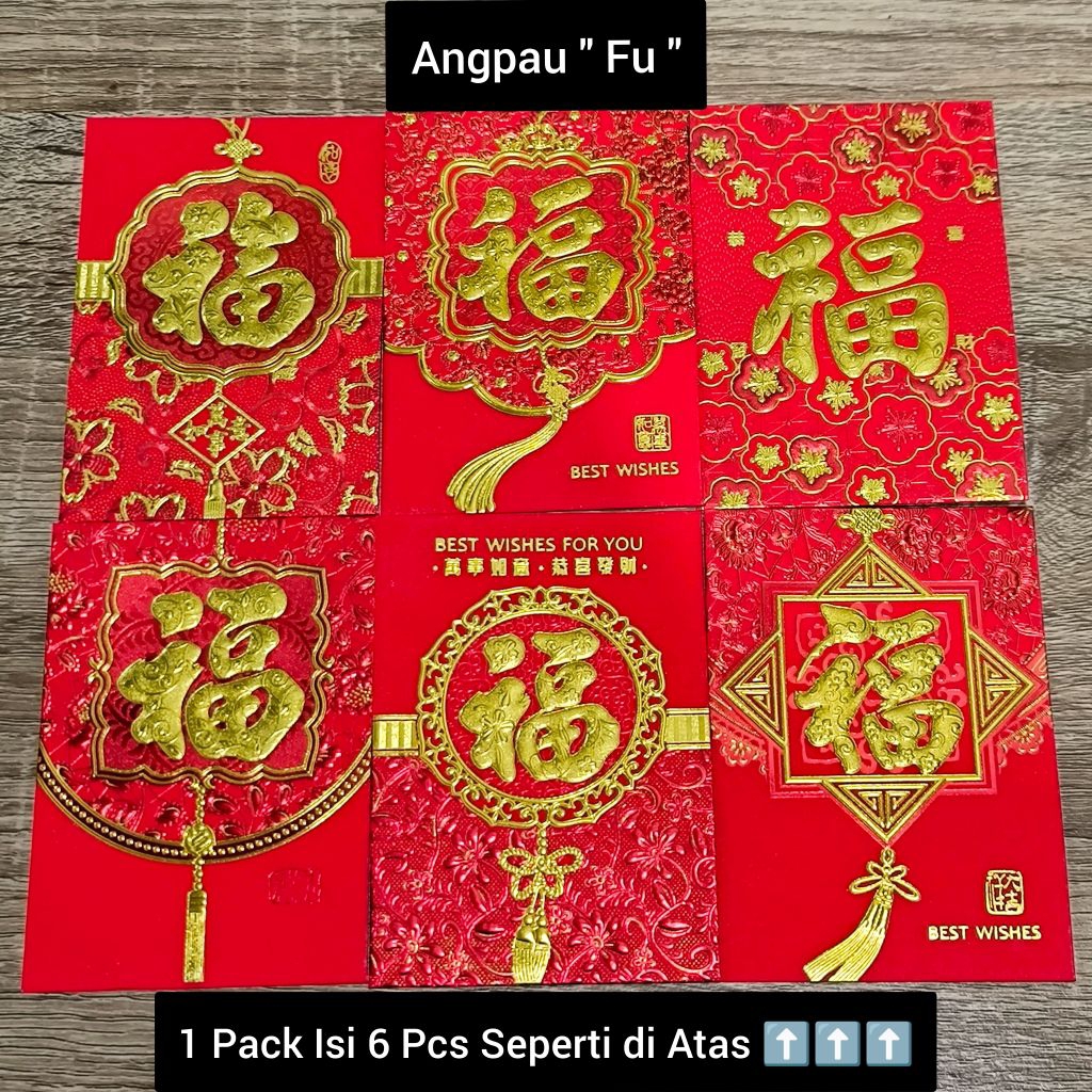 

Angpau FU 1 Pack Isi 6 - Angpao Fuk untuk Ulang Tahun Ucapan Selamat CNY Keberuntungan Hoki