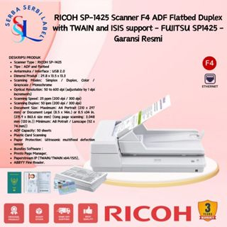 Scanner RICOH SP-1425 | SP1425 - ScanPartner ADF, F4 Flatbed Document Scanner