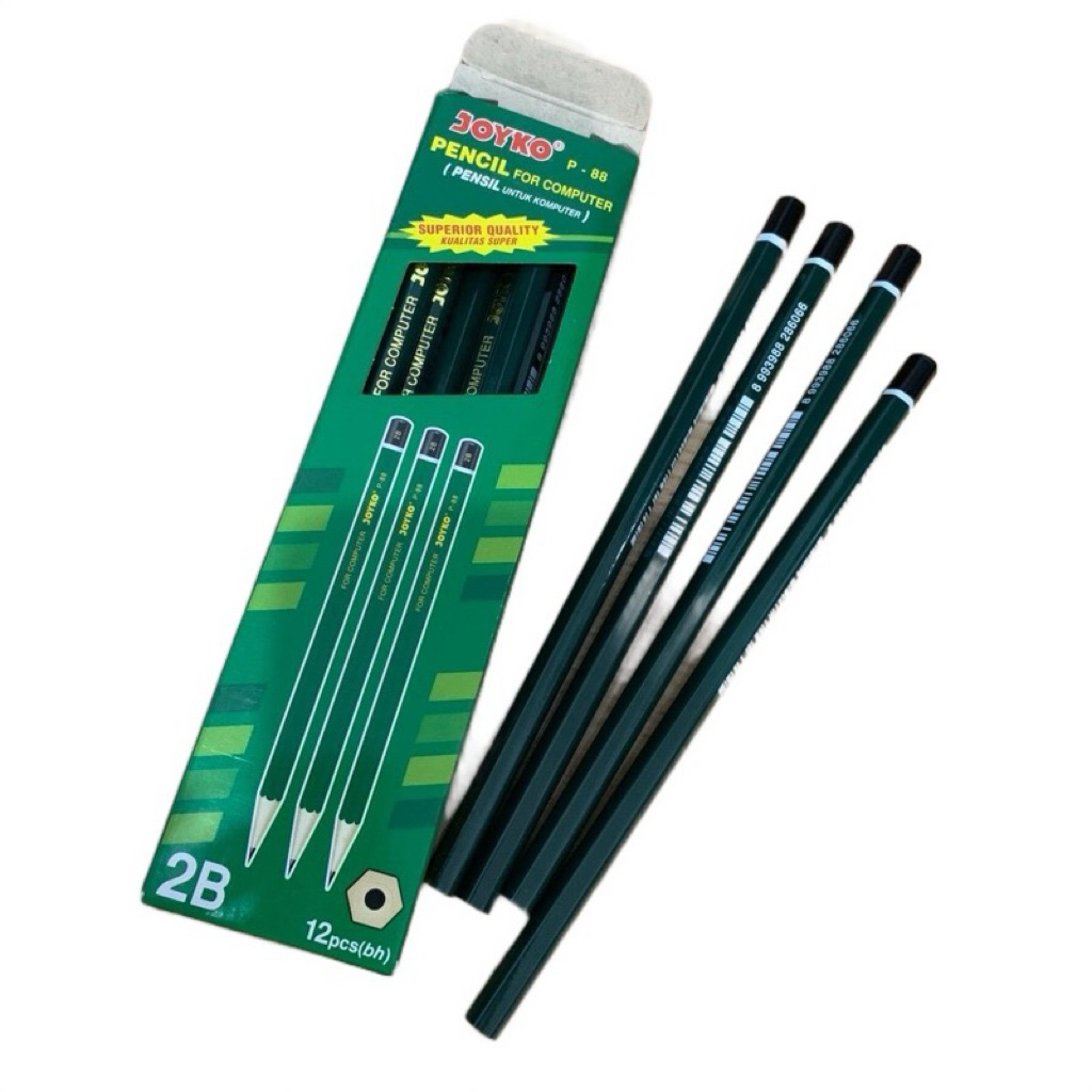 

1 PAK ISI 12 PCS PENSIL 2B JOYKO P88 / PENSIL KAYU PENSIL UJIAN for computer