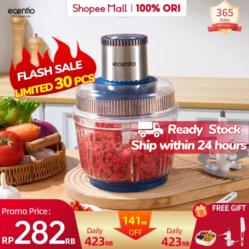 ecentio kaca chopper blender 5 in 1 Multifungsi Pisau stainless steel 6 pisau Kapasitas besar 3L