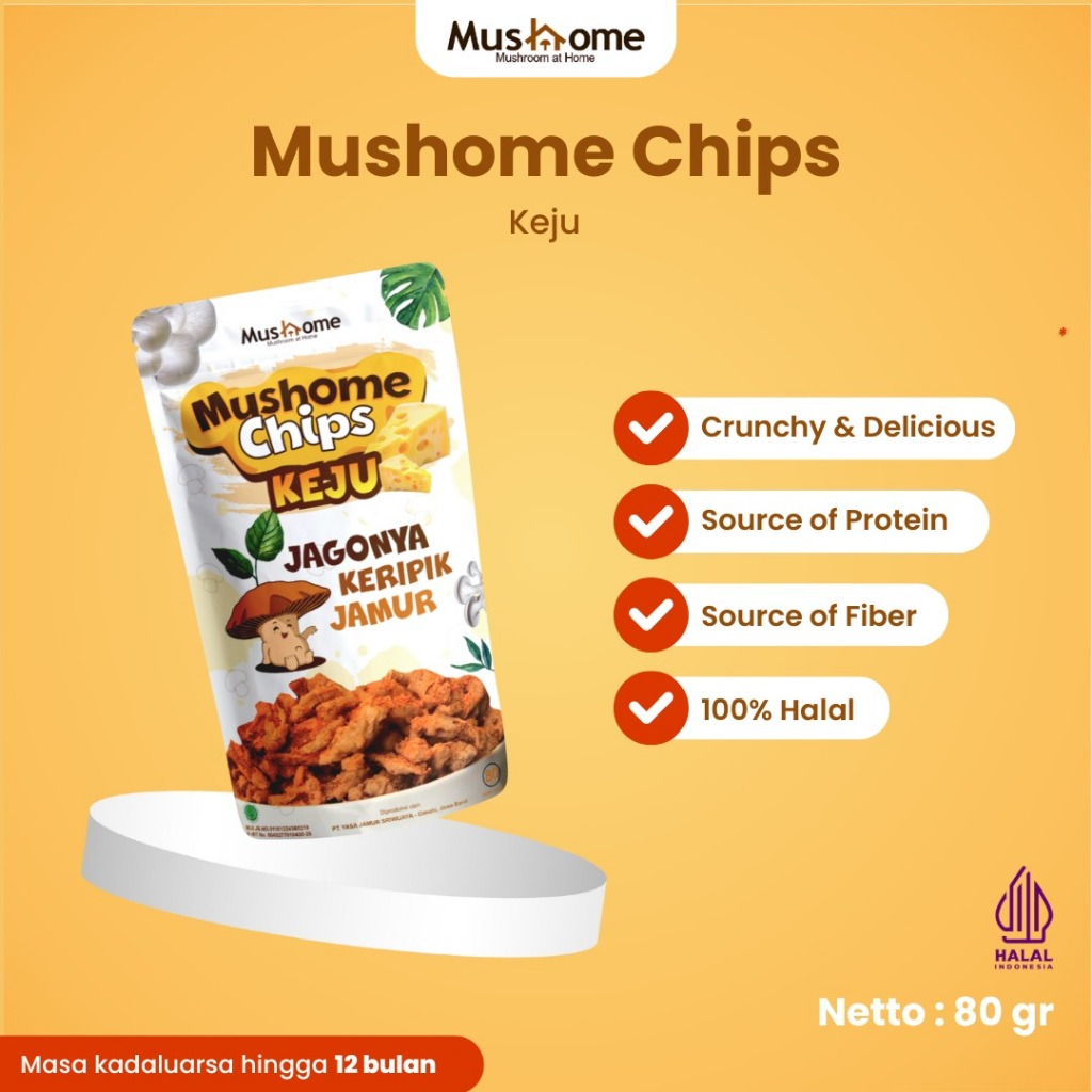 

Keripik Jamur Rasa Keju - Mushome Chips - Kaya Serat & Sumber Protein