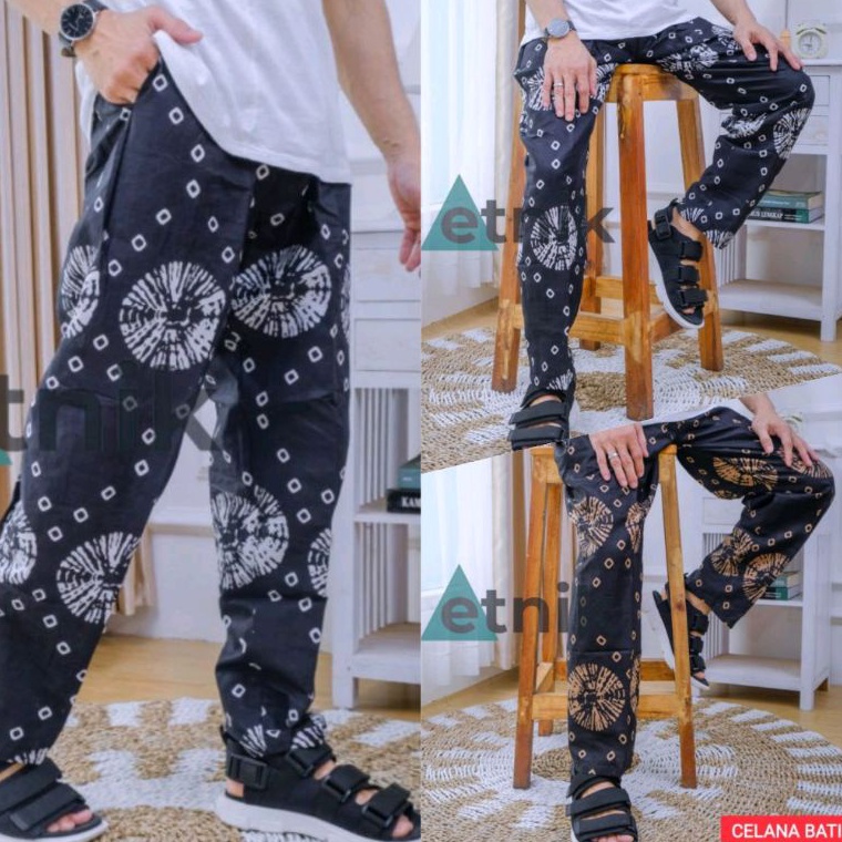 KODE R83Y Celana Batik Boim Kolor Santai Dewasa Pria Wanita Motif Bunga Terbang