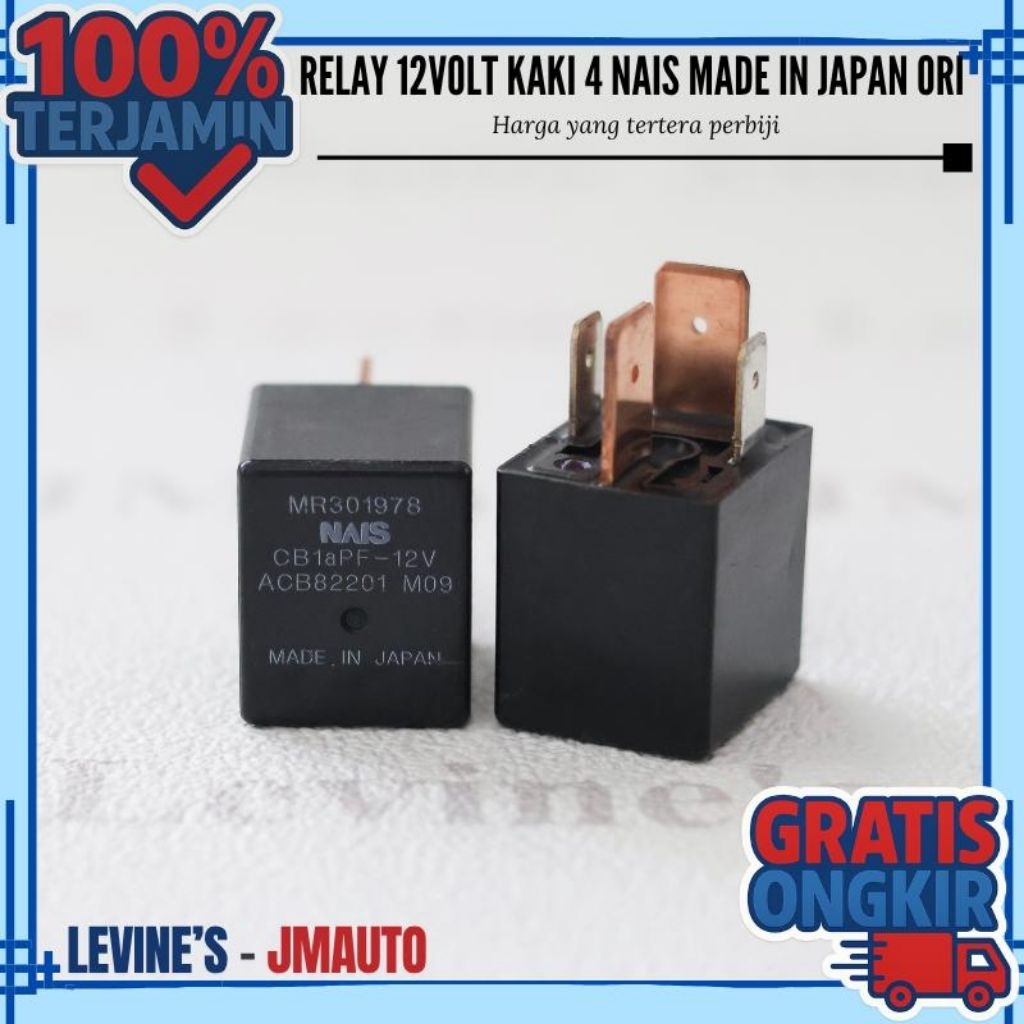 relay 12volt kaki 4 original NAIS made in japan (harga perbiji) / relay NAIS 12volt kaki 4 / relay h