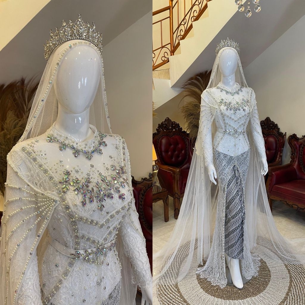 GAUN PENGANTIN AKAD NIKAH / BAJU AKAD / KEBAYA AKAD NIKAH / KEBAYA SANTILI