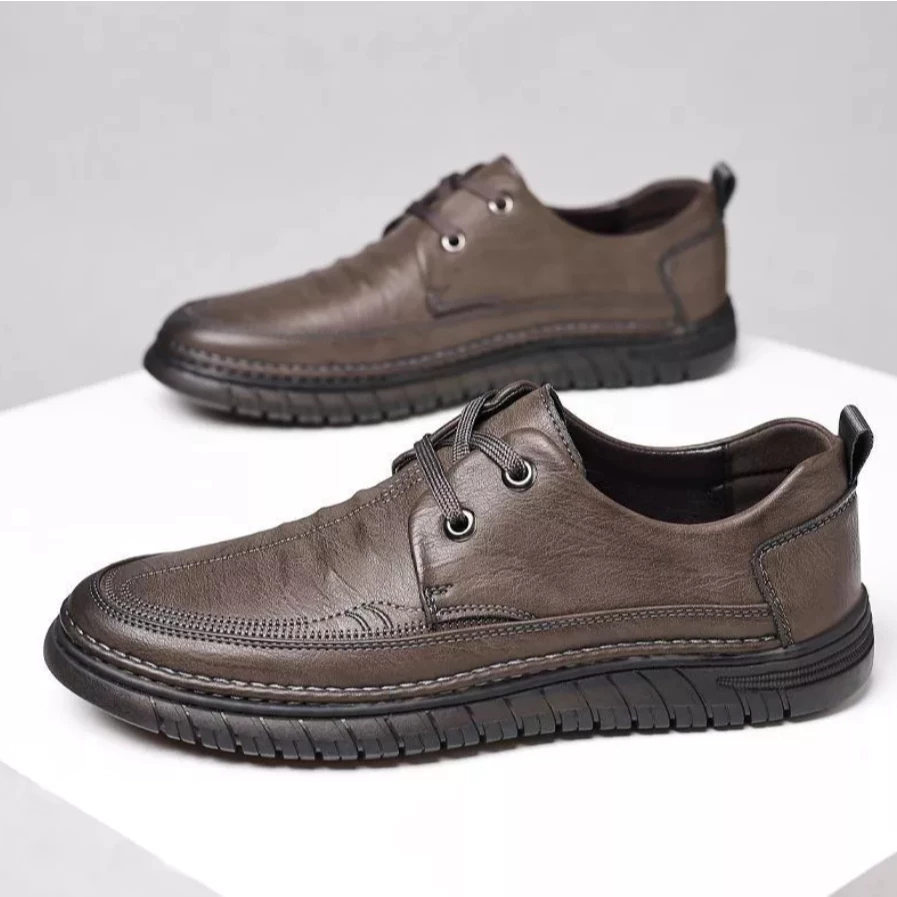Sepatu Pantofel Formal Kerja Kantor Casual Oxford Slip On Mules Rapih Pria Anti Slip Warna Simple Hitam Coklat Kulit Sapi Asli