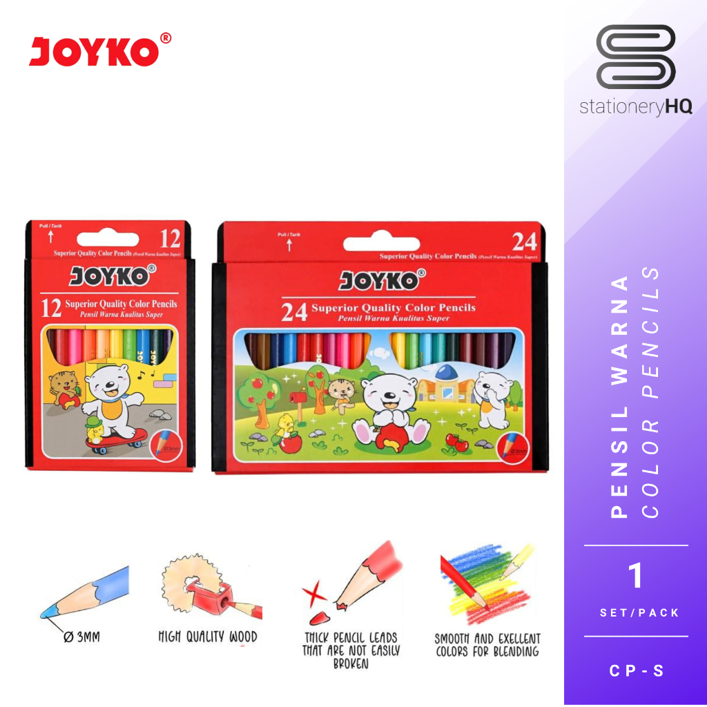 

Pensil Warna / Color Pencil Joyko CP-S12/24 Pendek