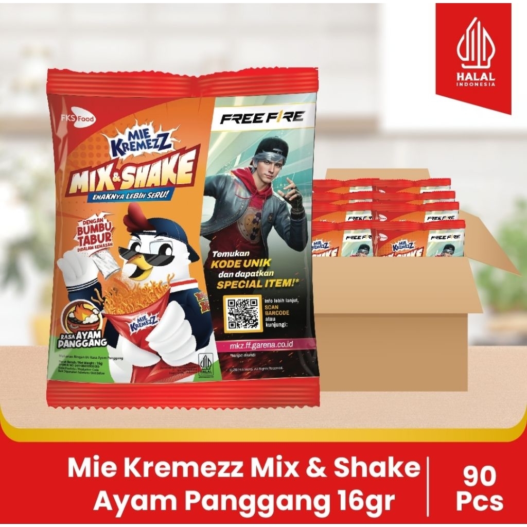 

Mie Kremezz Mix & Shake - Ayam Panggang - 1 Karton (9renceng) - 90 Pcs - 16gr